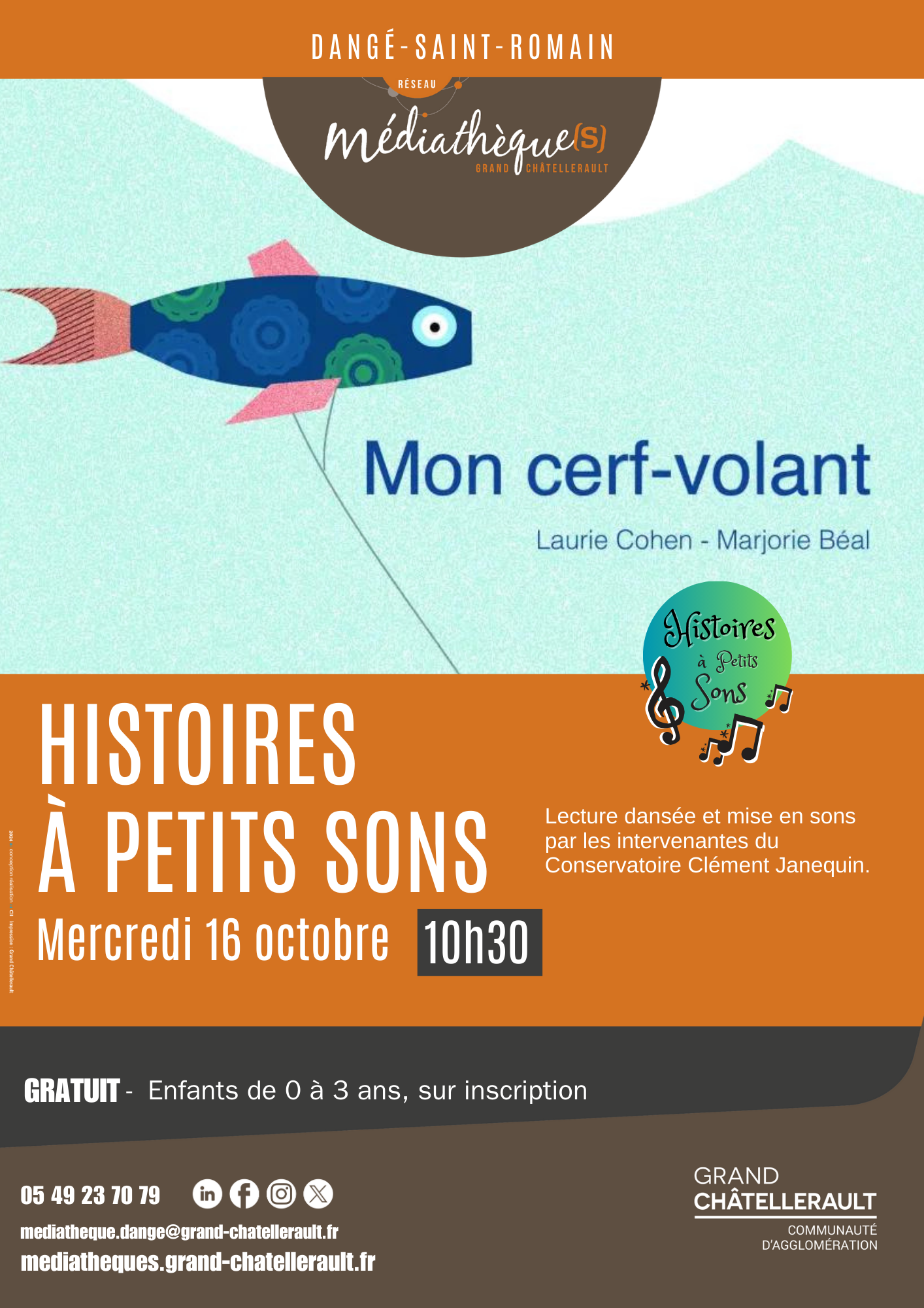 HISTOIRES À PETITS SONS - LE 16/10 - MÉDIATHÈQUE @ MÉDIATHÈQUE