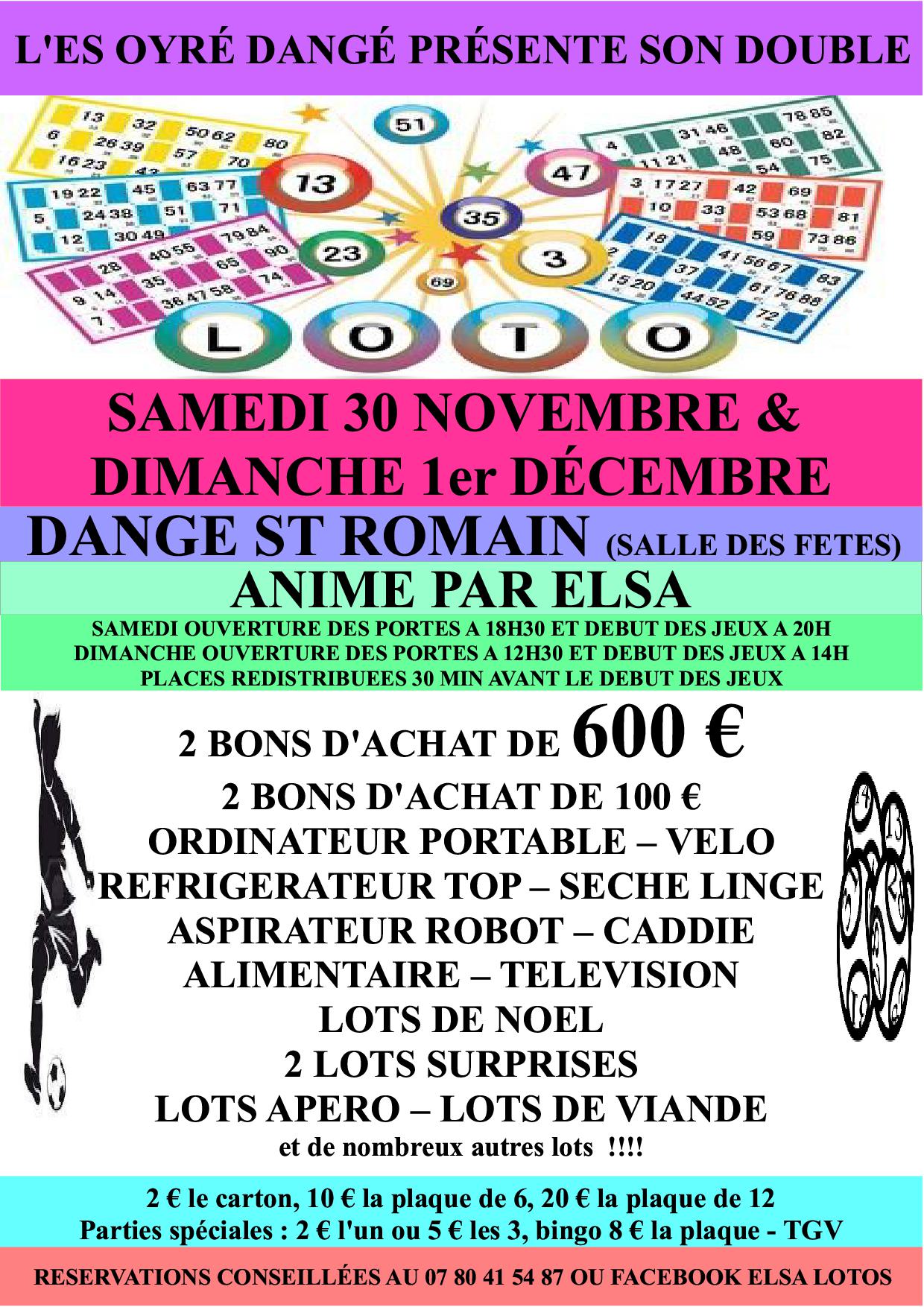 LOTO LE 01/12 - ESOD FOOT @ SALLE DES FÊTES