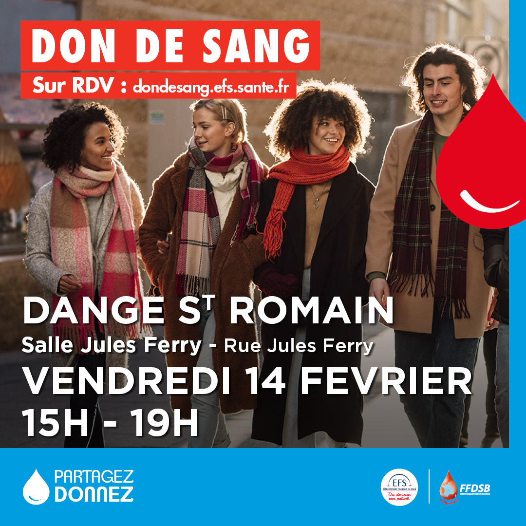 DON DU SANG - LE 14/02 - AMICALE DES DONNEURS DE SANG @ SALLE JULES FERRY