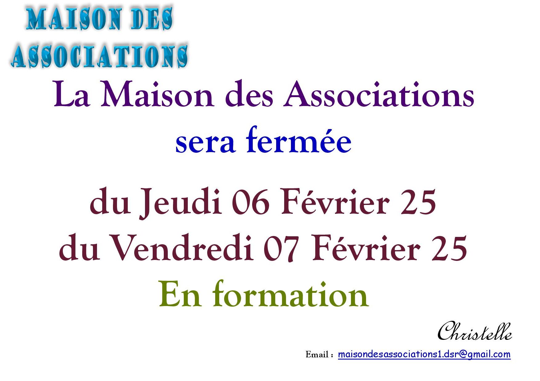 FEMETURE MAISON DES ASSOCIATIONS - LES 06 ET 07 FEVRIER 2025